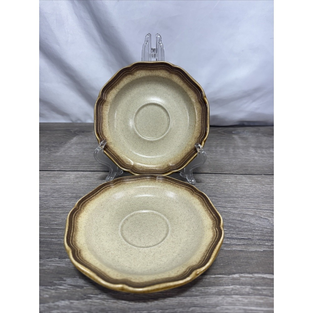 Vintage Set of 2 Mikasa Whole Wheat E 8000 Saucer Plates 6 1/2"